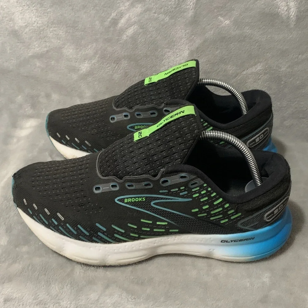 Brooks Glycerin 20 Men's Running Shoes 10 Black Blue Green Athletic Sneakers‎